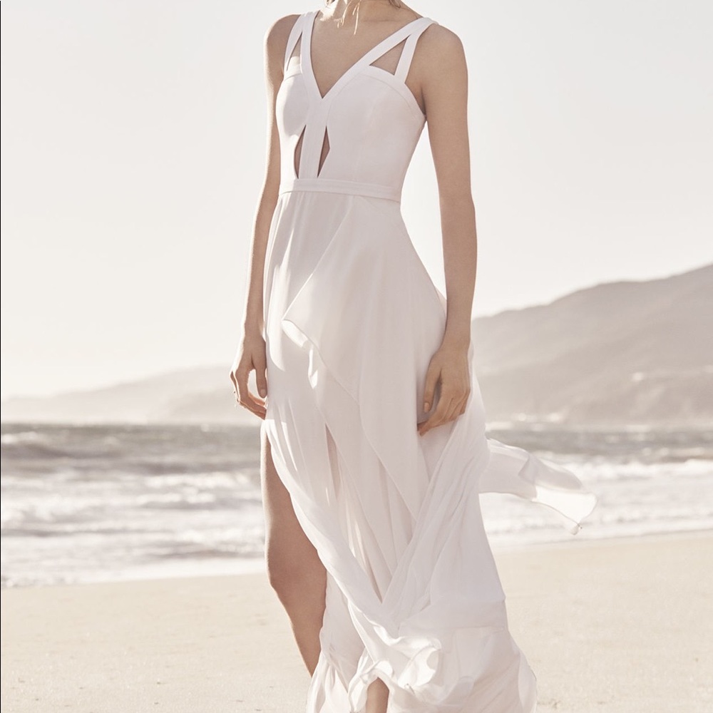 BCBG MaxAzria Women's Juliana Woven Evening Dress White Size 4 small